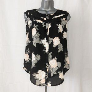 Candie's Black Floral Blouse